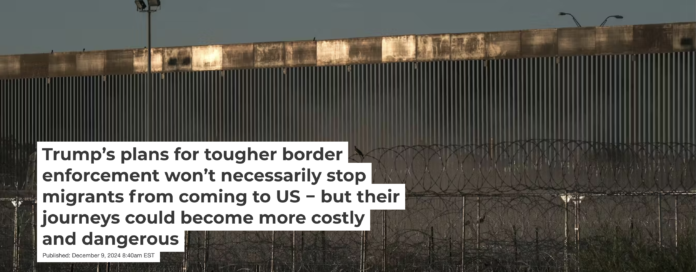 A section of the US-Mexico border fence is seen from Ciudad Juarez, Mexico, on Oct. 21, 2024. Guillermo Arias/AFP via Getty Images
